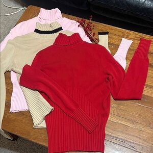 Lot of 3 Stylish Red, Pink, and Tan Women's Sweaters by Worthington Same Style